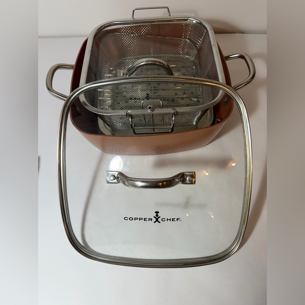 NWT Copper Chef Square Pan with Glass Lid - Copper never used!